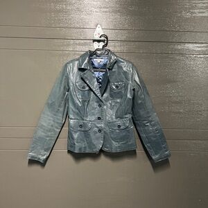 Women's Blue Leather Jacket